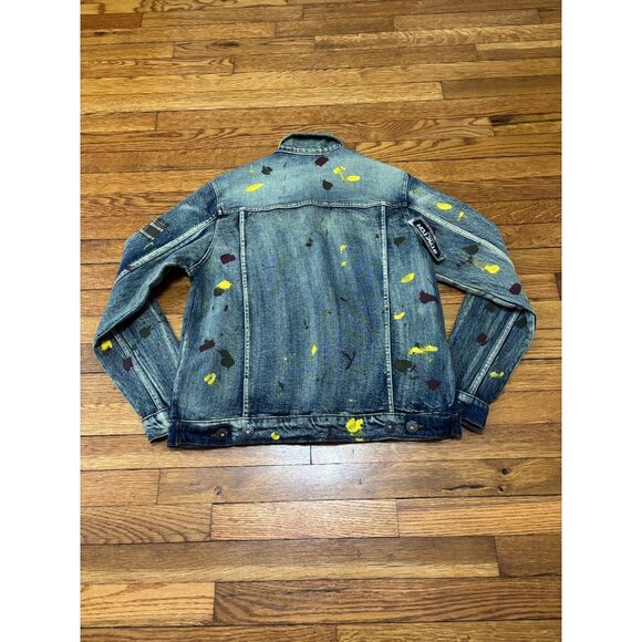 Another Hype Piece AHP Mens Paint Splatter Distressed Jean Jacket Sz Medium NWT - Picture 7 of 7